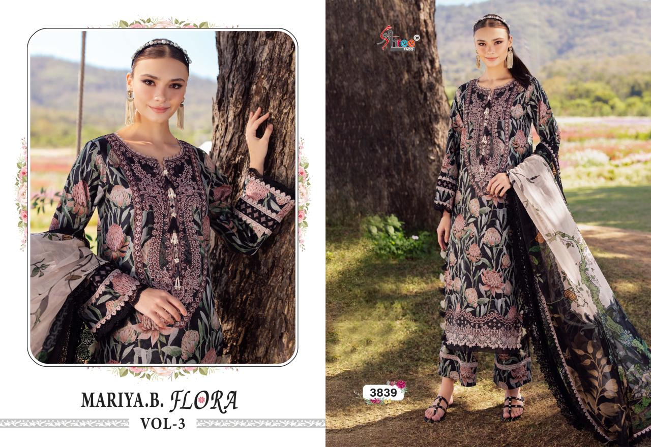 Mariya B Flora Vol 3 Shree Fabs Pure Cotton Pakistani Patch Work Suits Supplier India