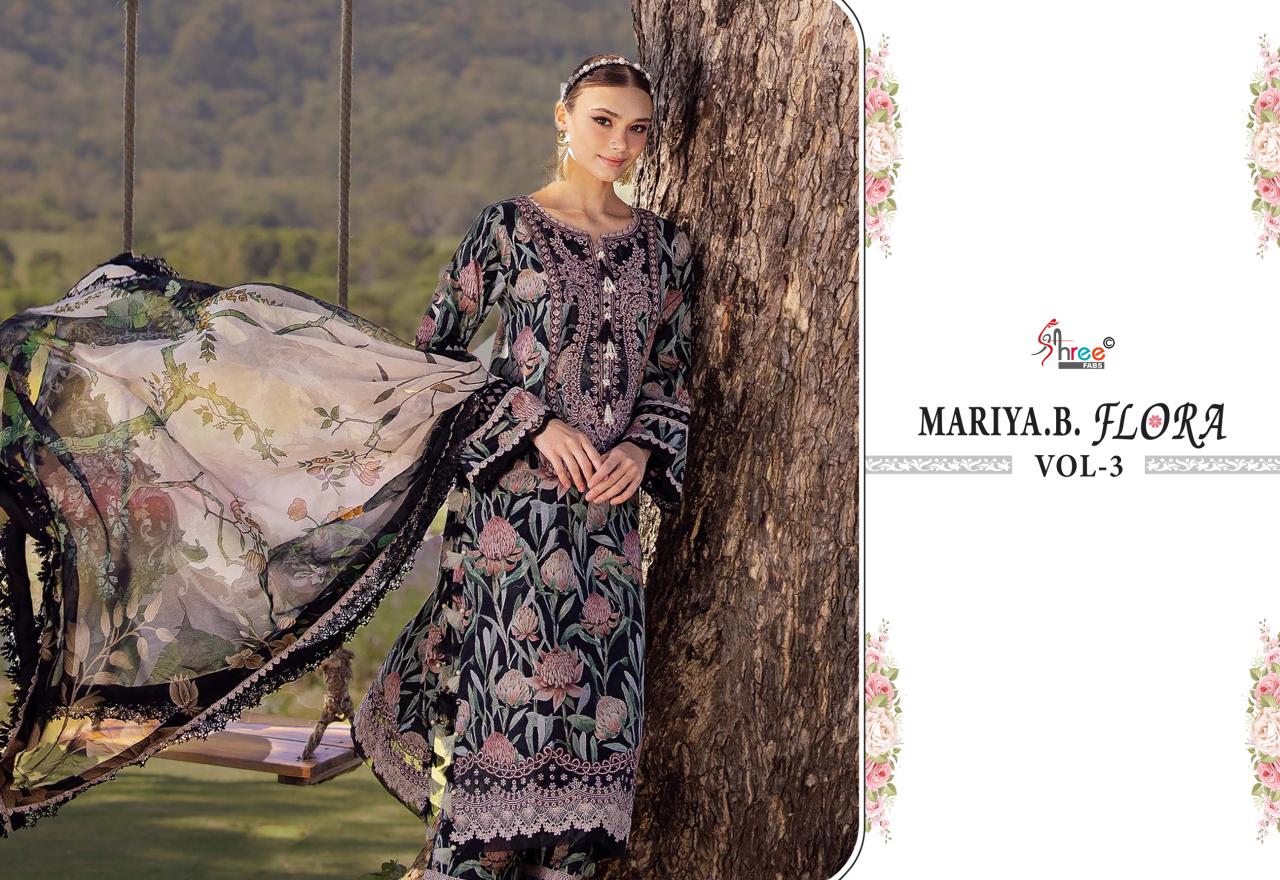 Mariya B Flora Vol 3 Shree Fabs Pure Cotton Pakistani Patch Work Suits Supplier India