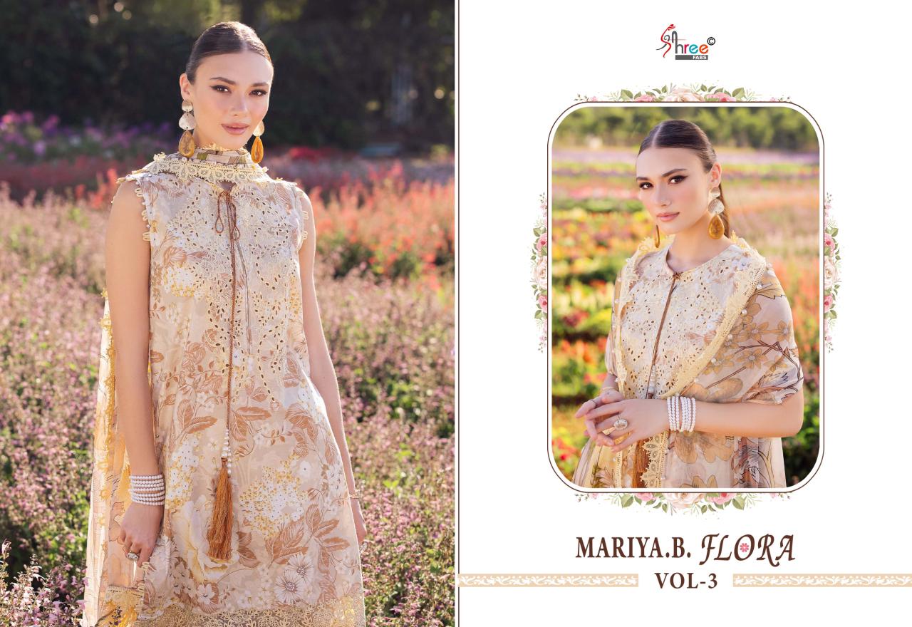 Mariya B Flora Vol 3 Shree Fabs Pure Cotton Pakistani Patch Work Suits Supplier India