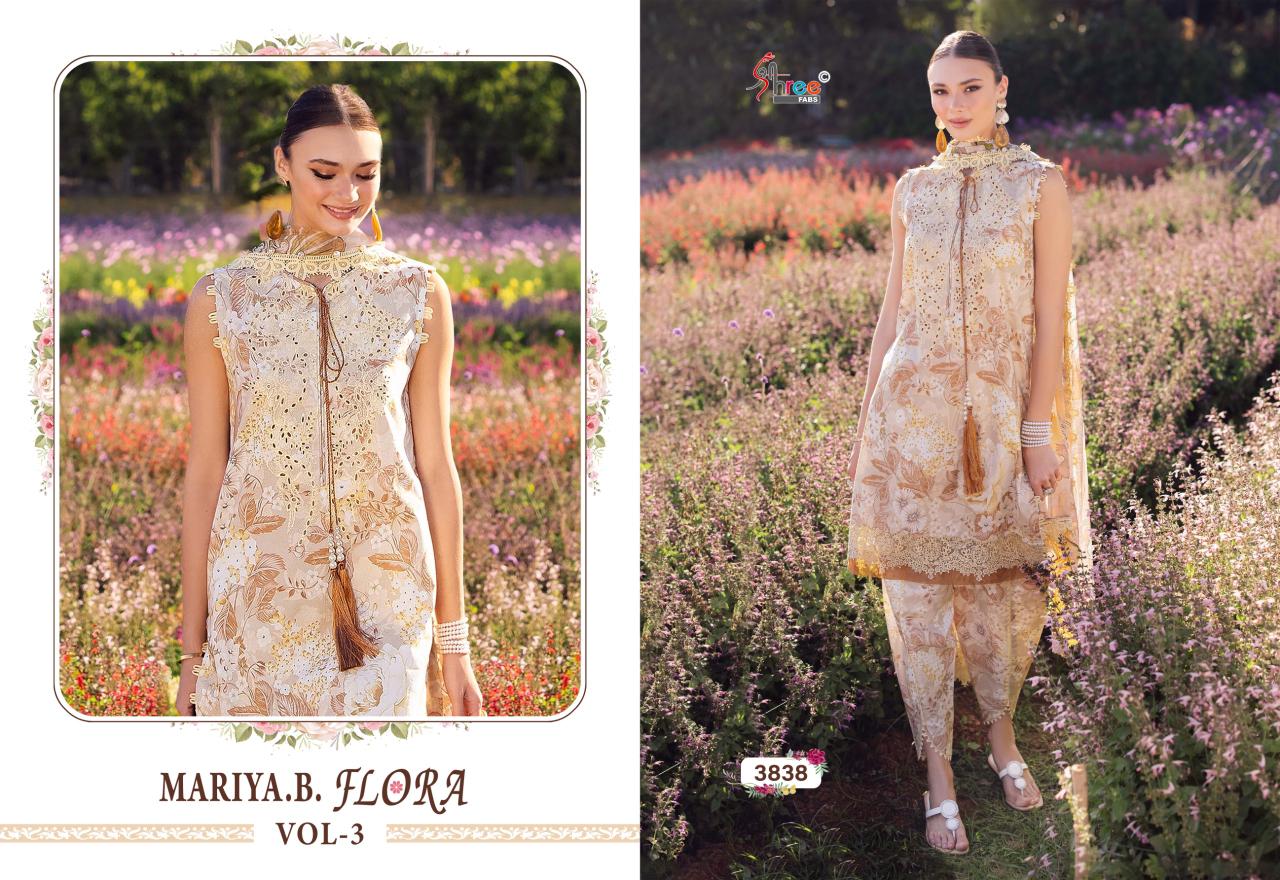 Mariya B Flora Vol 3 Shree Fabs Pure Cotton Pakistani Patch Work Suits Supplier India
