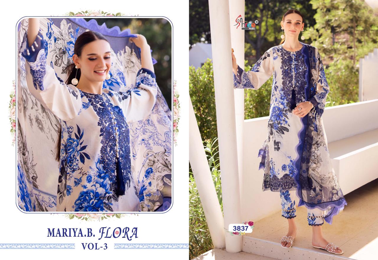 Mariya B Flora Vol 3 Shree Fabs Pure Cotton Pakistani Patch Work Suits Supplier India