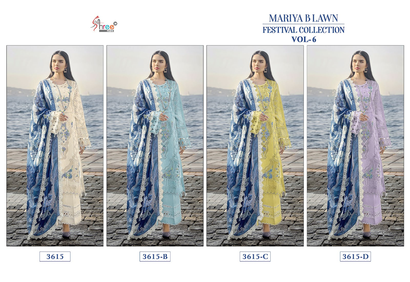 Mariya B Lawn Festival Collection Vol 6 3615 Shree Fabs Lawn Cotton Pakistani Salwar Suits Supplier Gujarat