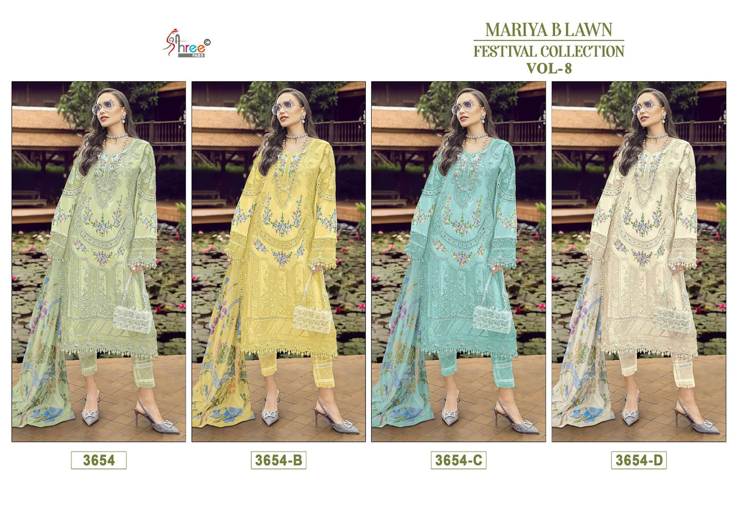 Mariya B Lawn Festival Collection Vol 8 Shree Fabs Lawn Cotton Pakistani Salwar Suits Supplier India