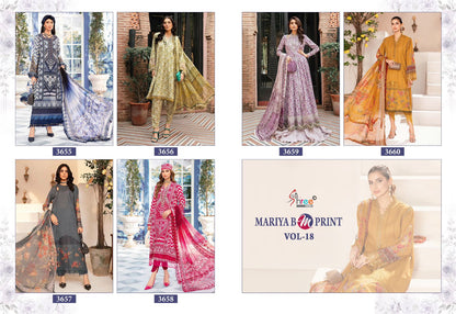 Mariya B M Print Vol 18 Shree Fabs Cotton Pakistani Patch Work Suits Wholesale Price