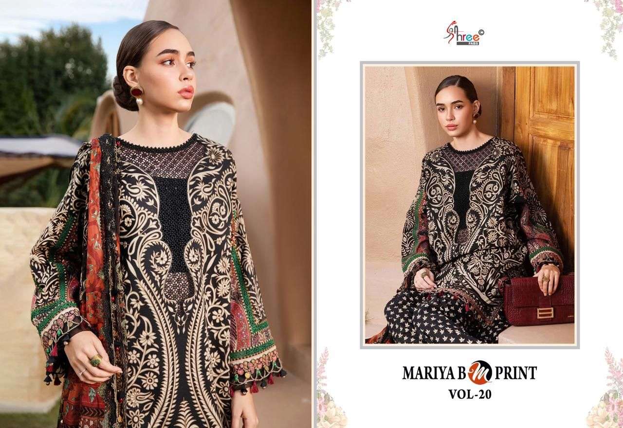 Mariya B M Print Vol 20 Shree Fabs Cotton Pakistani Patch Work Suits Supplier Gujarat