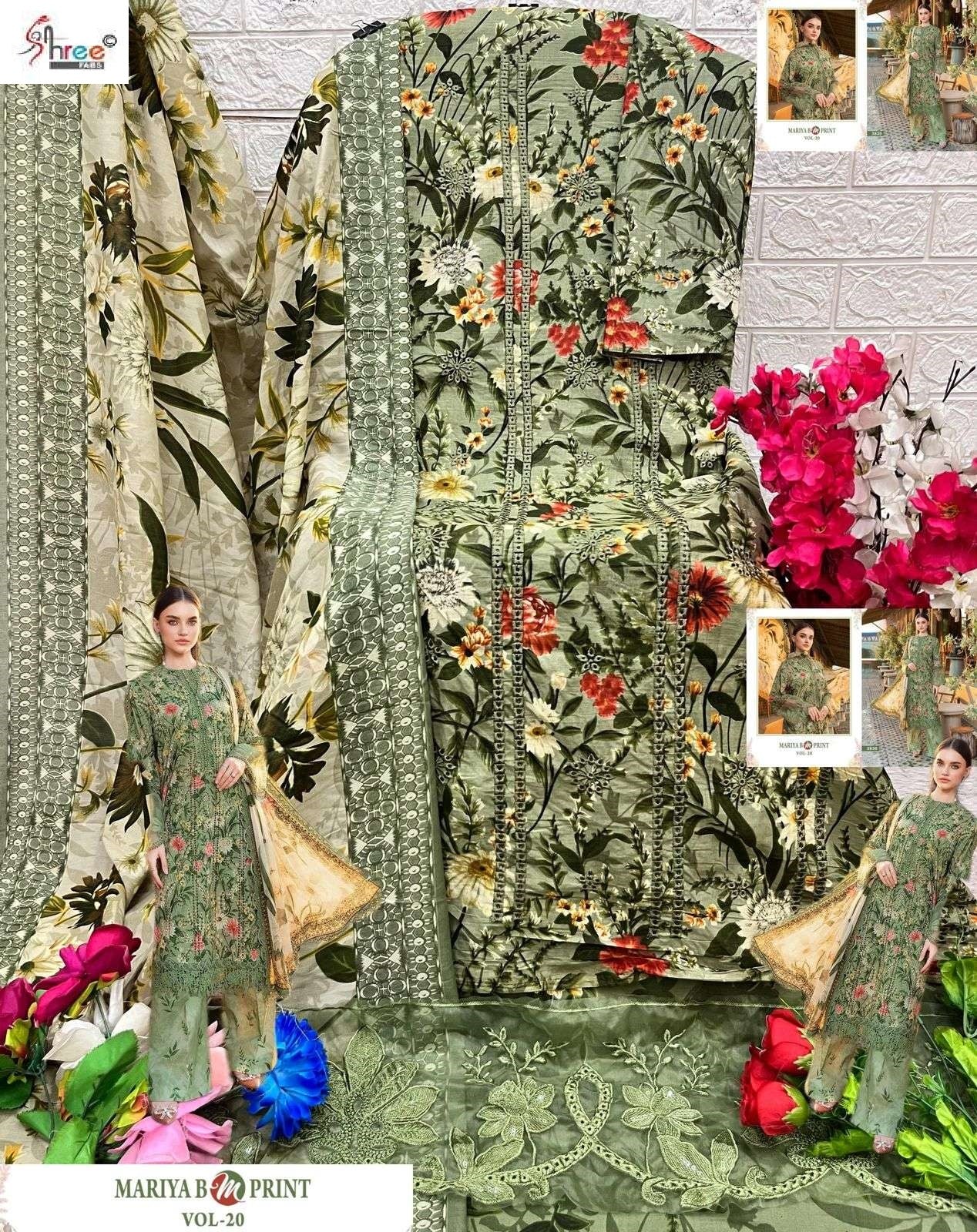Mariya B M Print Vol 20 Shree Fabs Cotton Pakistani Patch Work Suits Supplier Gujarat