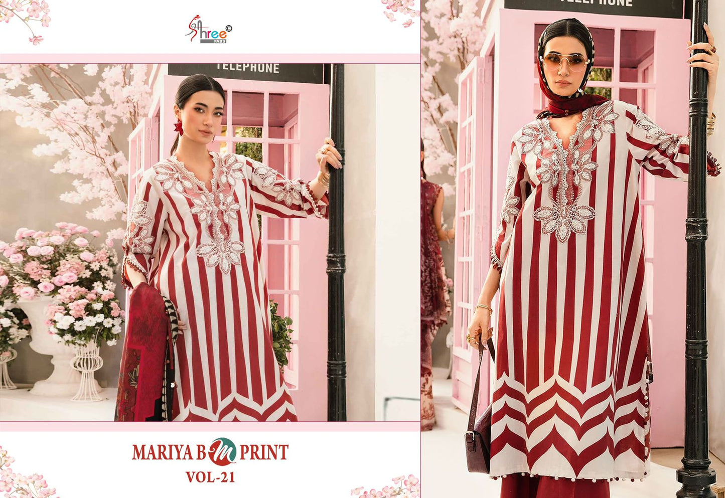 Mariya B M Print Vol 21 Shree Fabs Cotton Pakistani Patch Work Suits Supplier Ahmedabad