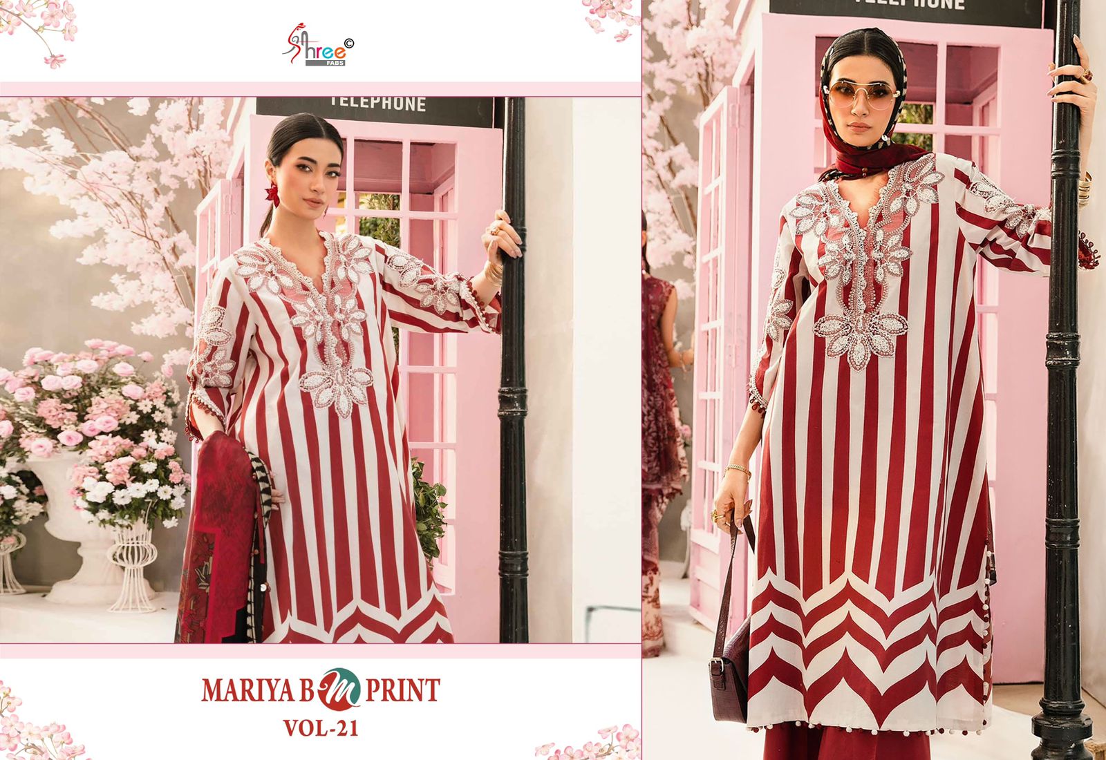 Mariya B M Print Vol 21 Shree Fabs Cotton Pakistani Patch Work Suits Supplier Ahmedabad