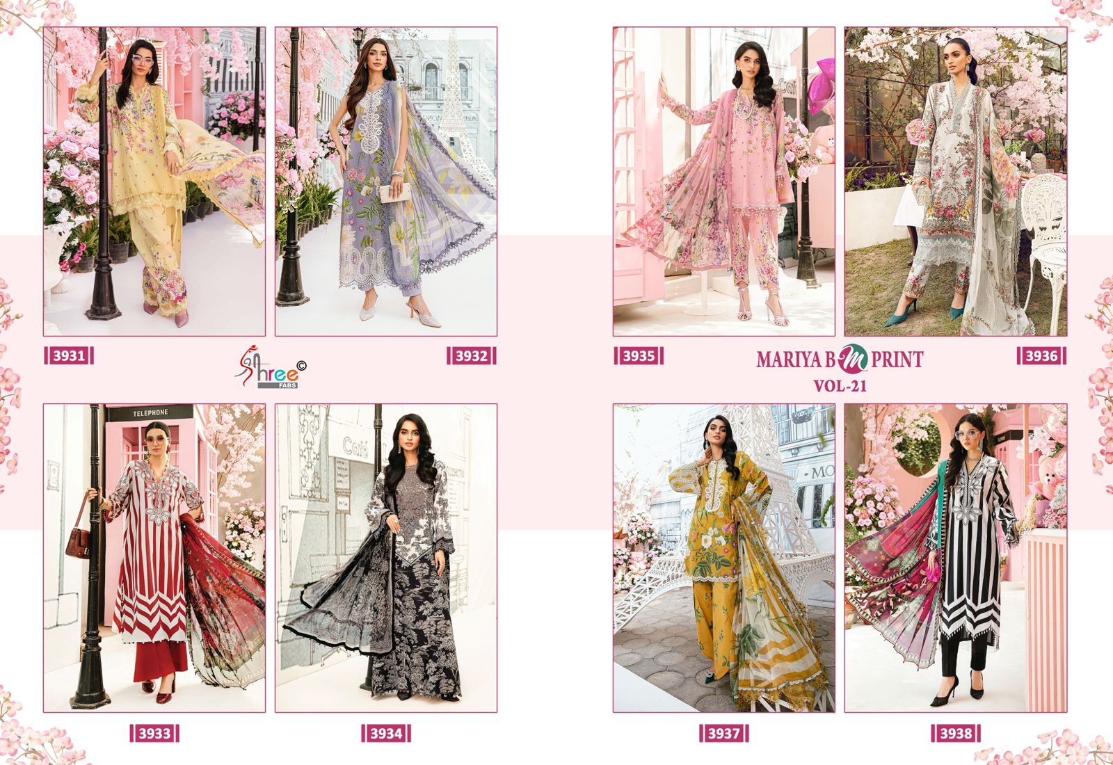 Mariya B M Print Vol 21 Shree Fabs Cotton Pakistani Patch Work Suits Supplier Ahmedabad