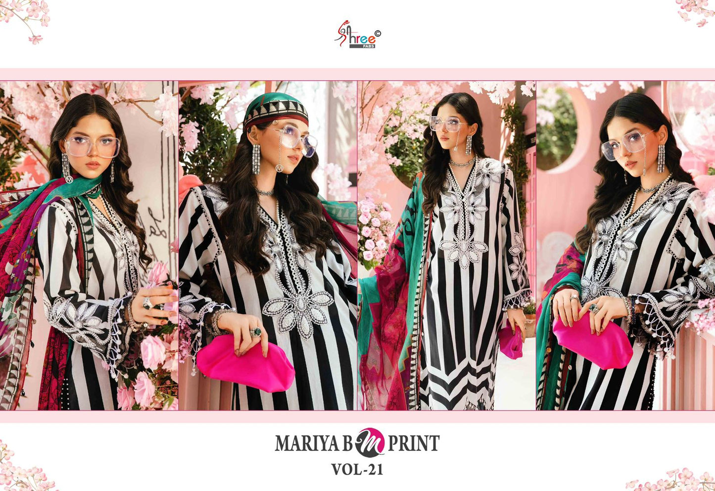 Mariya B M Print Vol 21 Shree Fabs Cotton Pakistani Patch Work Suits Supplier Ahmedabad