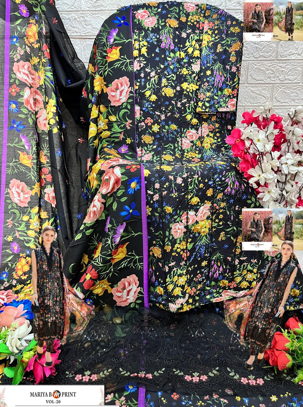 Mariya B Mprint Vol 20 Shree Fabs Pure Cotton Pakistani Patch Work Suits Wholesale