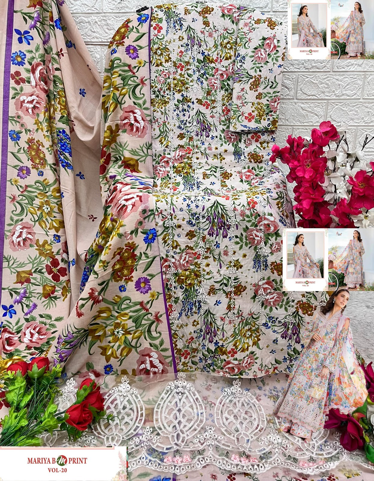 Mariya B Mprint Vol 20 Shree Fabs Pure Cotton Pakistani Patch Work Suits Wholesale