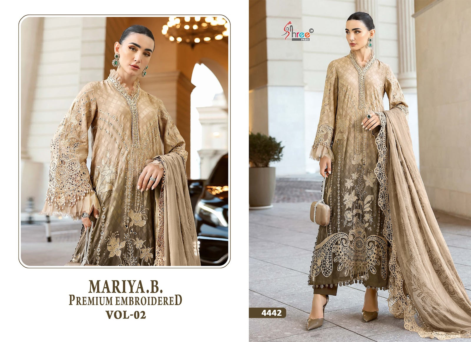 Mariya B Vol 2 Premium Embroidered Shree Fabs Cotton Pakistani Patch Work Suits Exporter Ahmedabad
