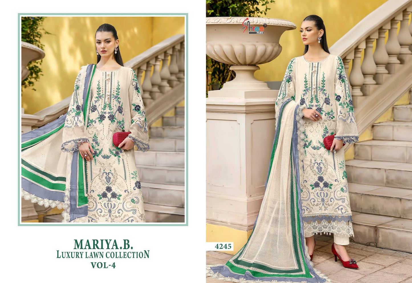 Mariya B Vol 4 Lawn Collection Shree Fabs Cotton Pakistani Salwar Suits Manufacturer India