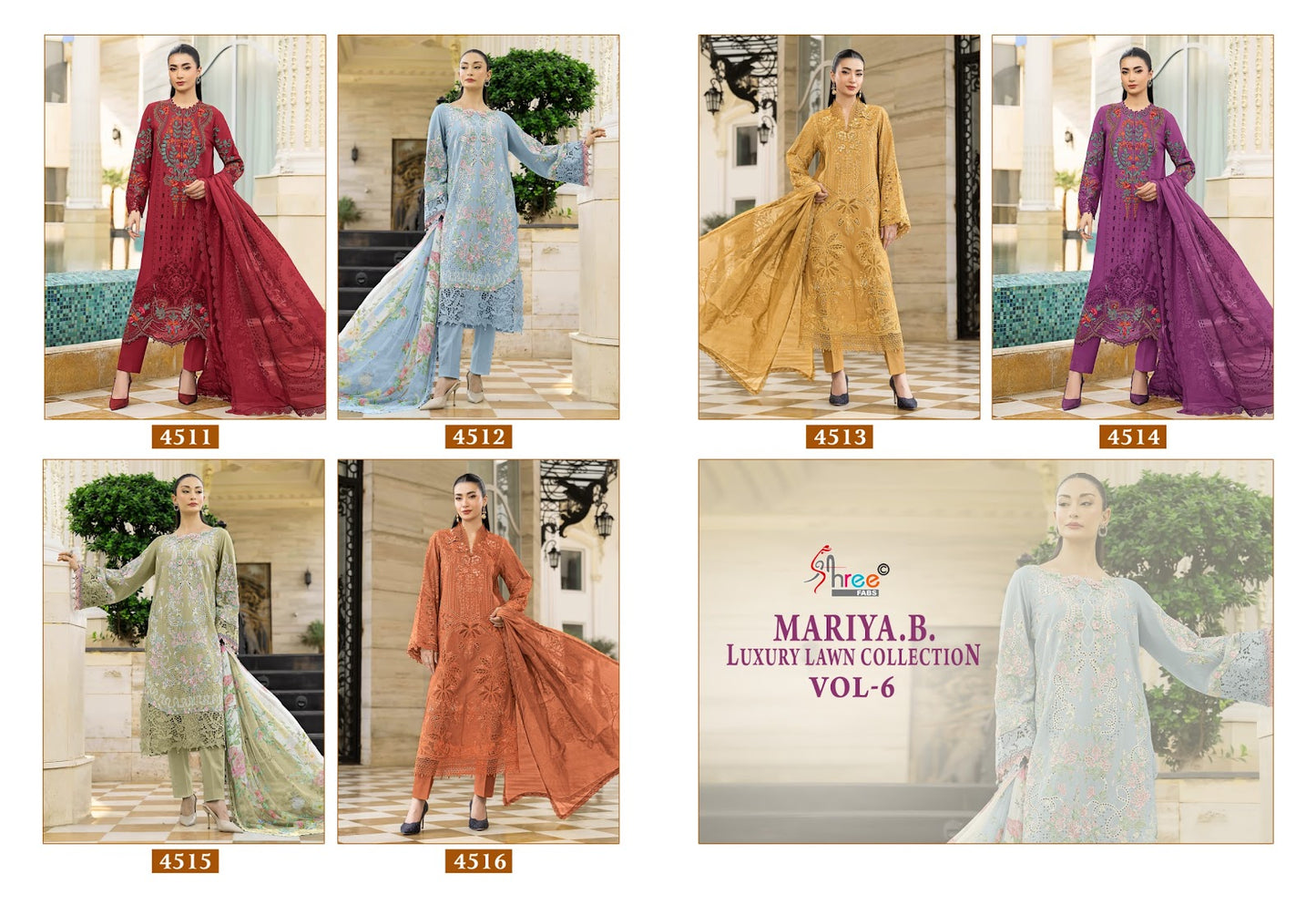Mariya B Vol 6 Lawn Collection Shree Fabs Cotton Pakistani Salwar Suits Exporter India