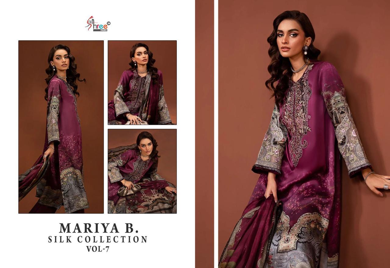 Mariya B Vol 7 Silk Collection Shree Fabs Japan Satin Pakistani Patch Work Suits Manufacturer Ahmedabad