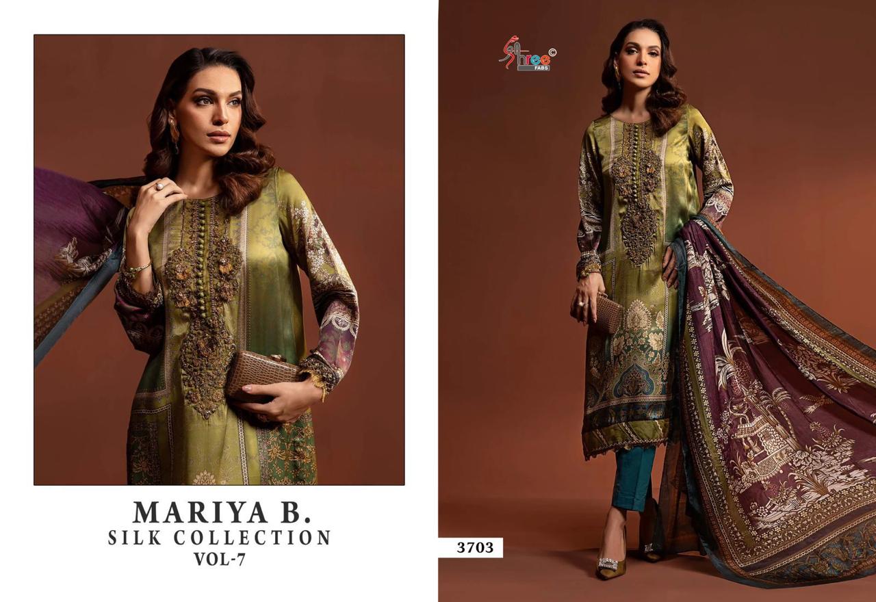 Mariya B Vol 7 Silk Collection Shree Fabs Japan Satin Pakistani Patch Work Suits Manufacturer Ahmedabad