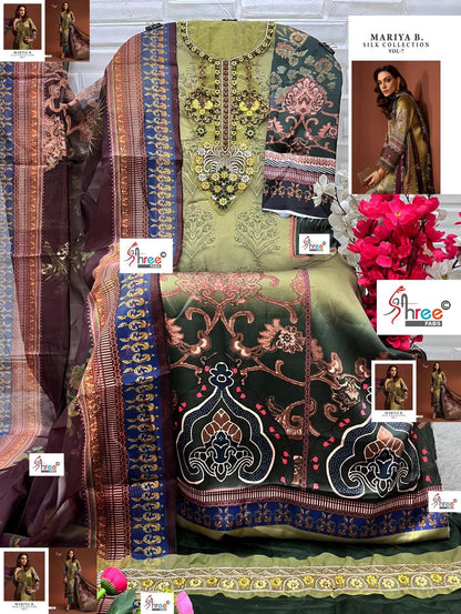 Mariya B Vol 7 Silk Collection Shree Fabs Japan Satin Pakistani Patch Work Suits Manufacturer Ahmedabad