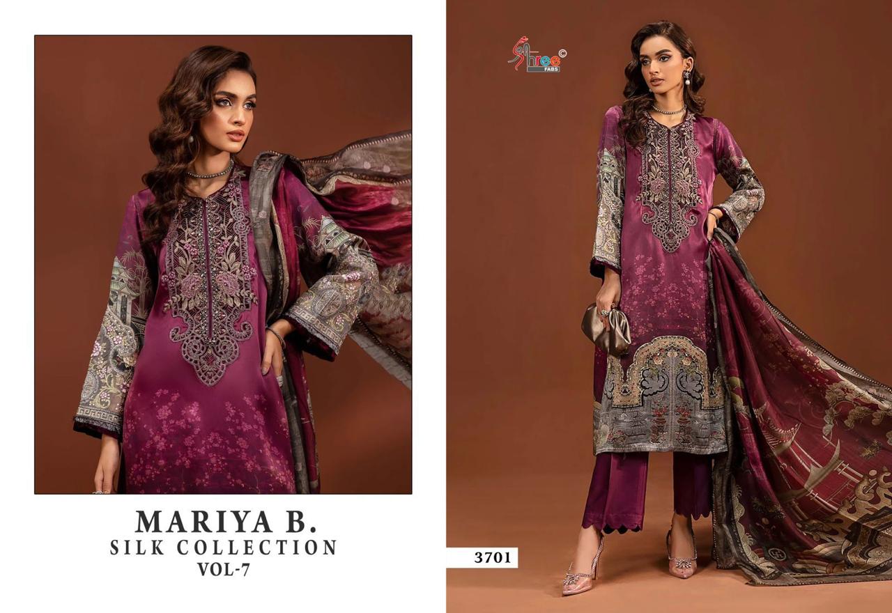 Mariya B Vol 7 Silk Collection Shree Fabs Japan Satin Pakistani Patch Work Suits Manufacturer Ahmedabad