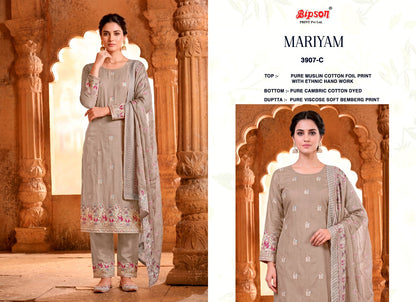 Mariyam 3907-3912 Bipson Prints Muslin Cotton Pant Style Suits Manufacturer