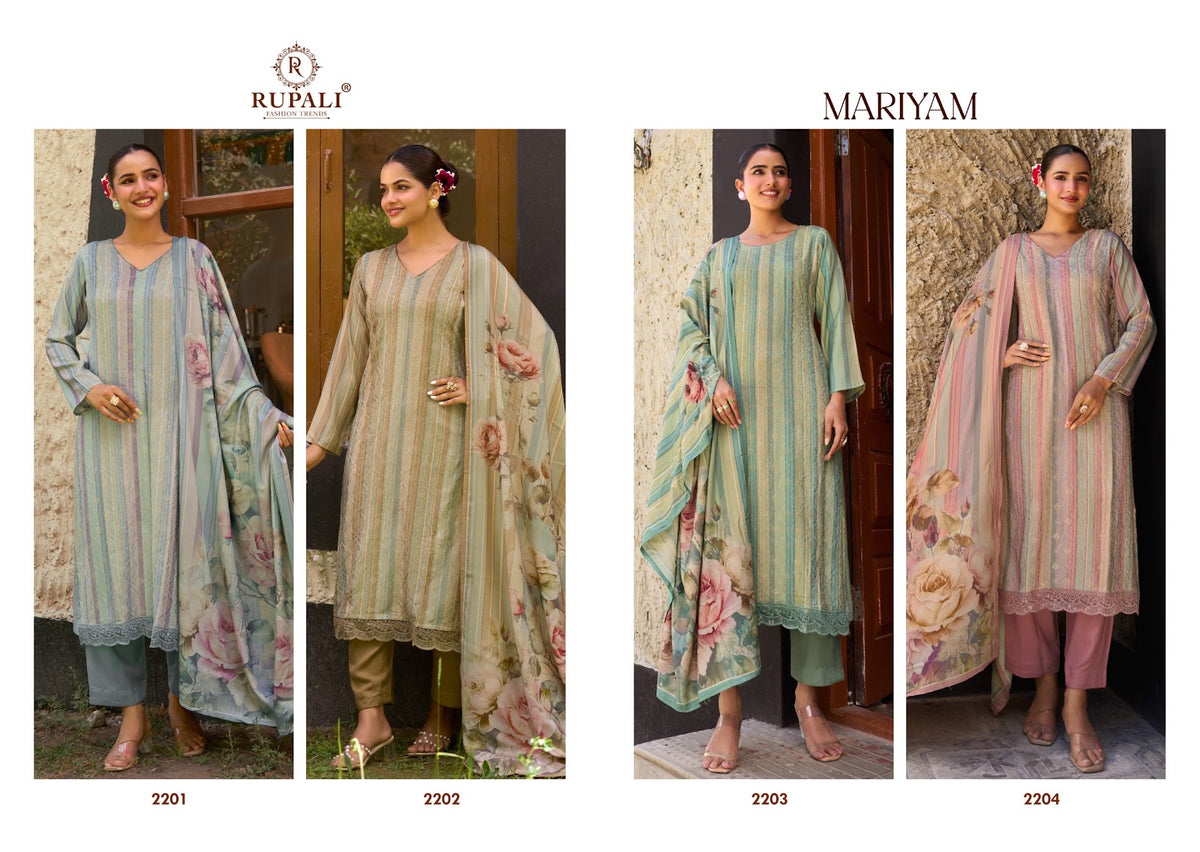 Mariyam Rupali Viscose Pashmina Suits Exporter Gujarat