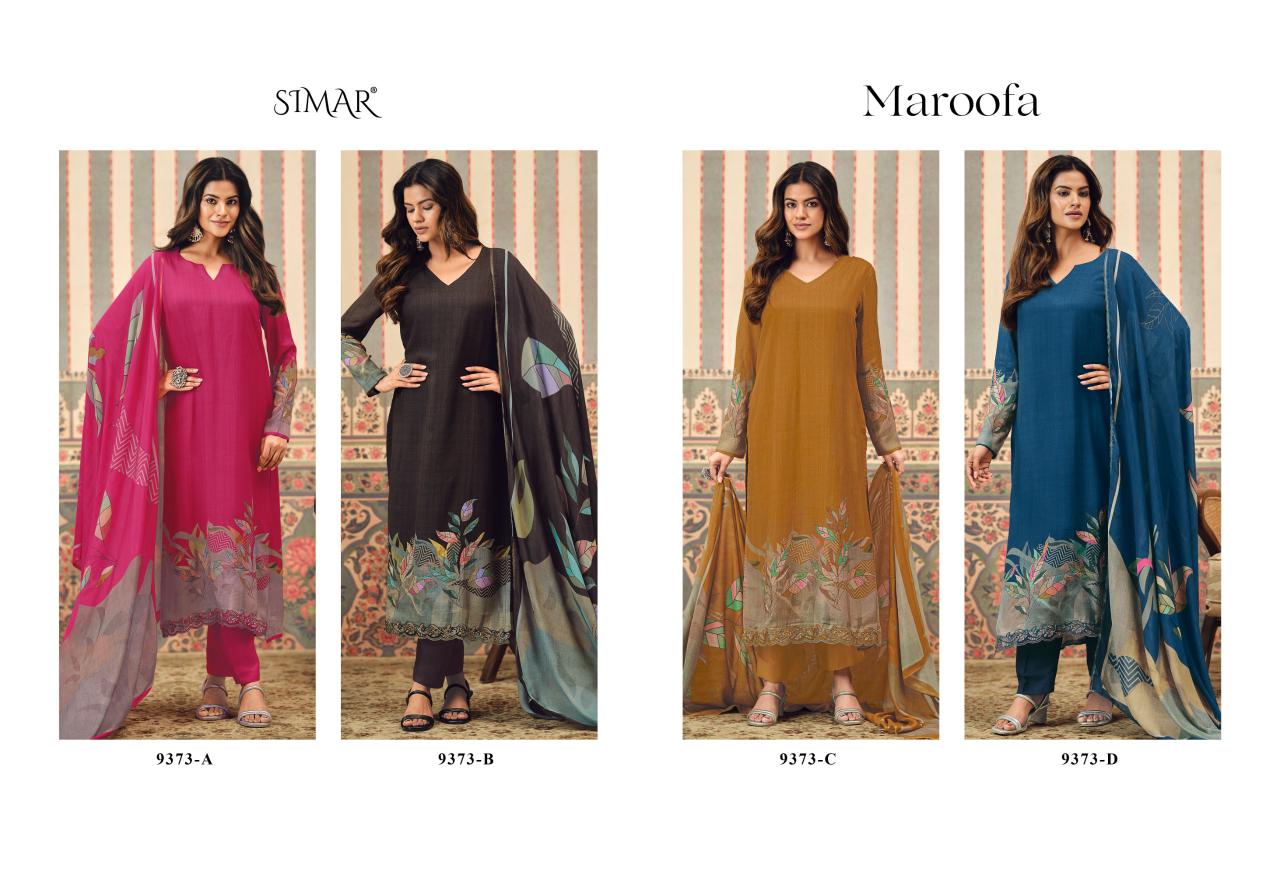 Maroofa 9373 Simar Glossy Pant Style Suits Supplier India
