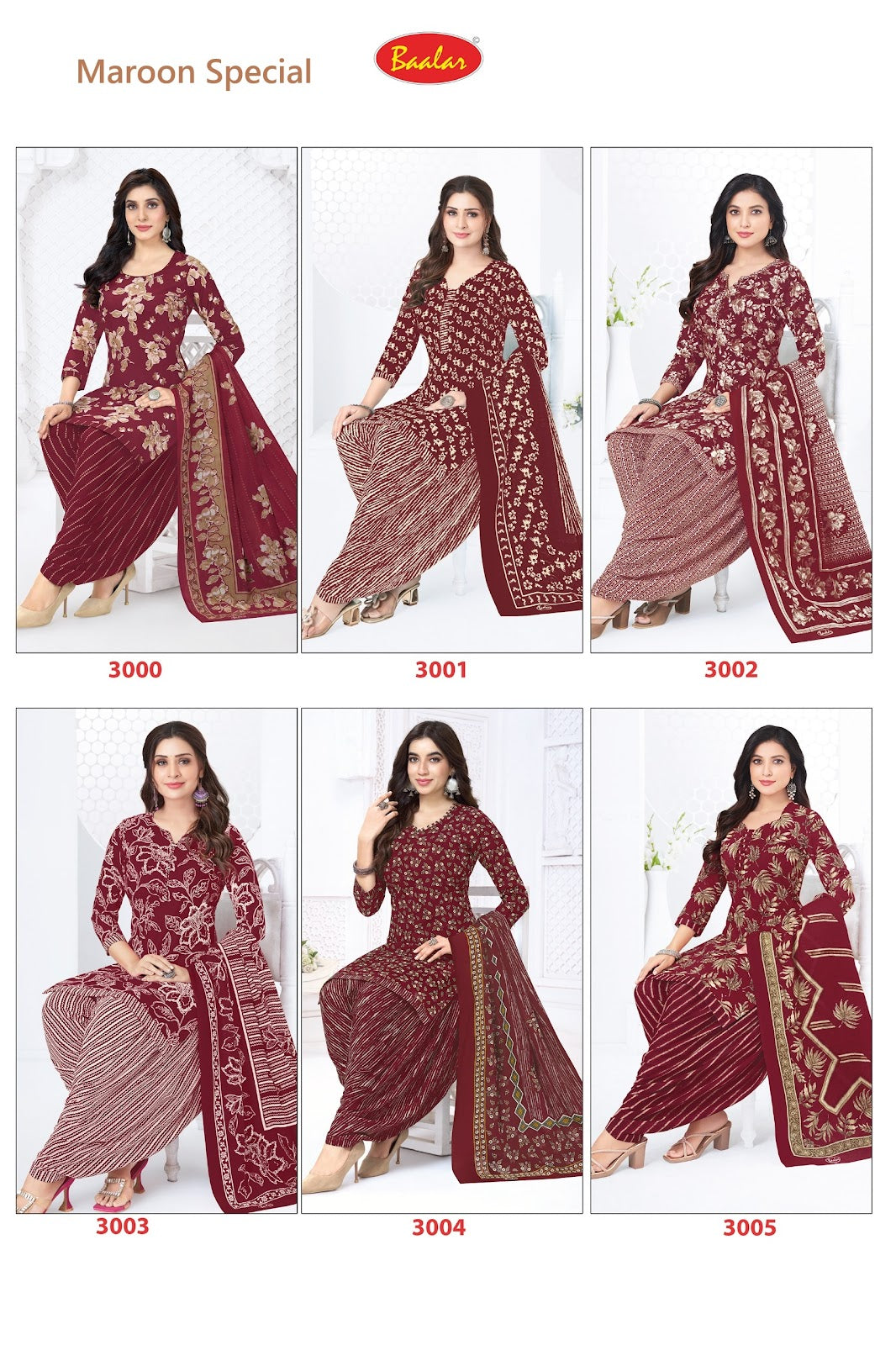 Maroon Special Baalar Cotton Dress Material Exporter