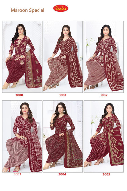 Maroon Special Baalar Cotton Dress Material Exporter