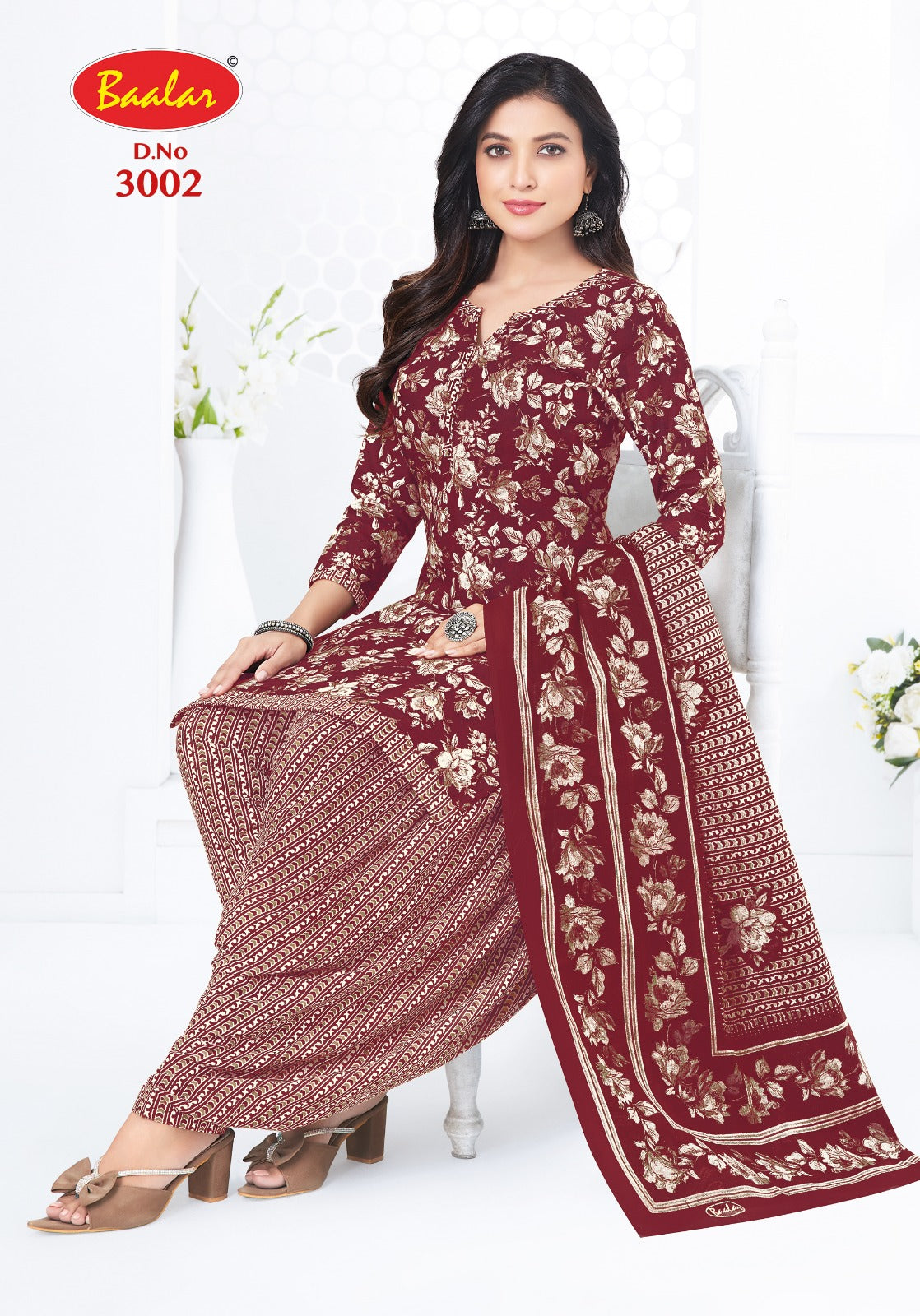 Maroon Special Baalar Cotton Dress Material Exporter
