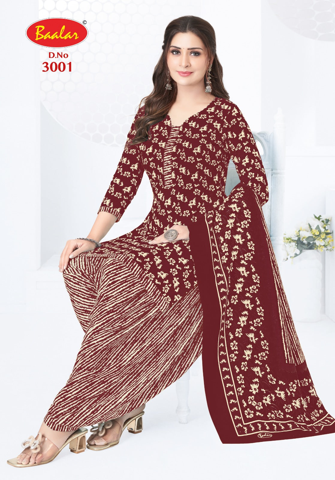 Maroon Special Baalar Cotton Dress Material Exporter