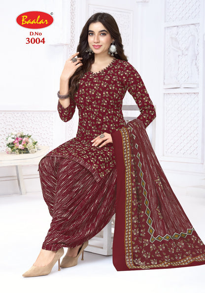 Maroon Special Baalar Cotton Dress Material Exporter