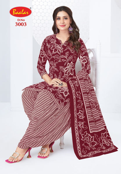 Maroon Special Baalar Cotton Dress Material Exporter