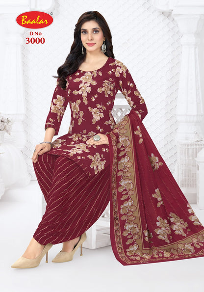 Maroon Special Baalar Cotton Dress Material Exporter
