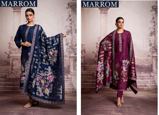 Marrom Naariti Silk Jacquard Pant Style Suits Manufacturer Ahmedabad