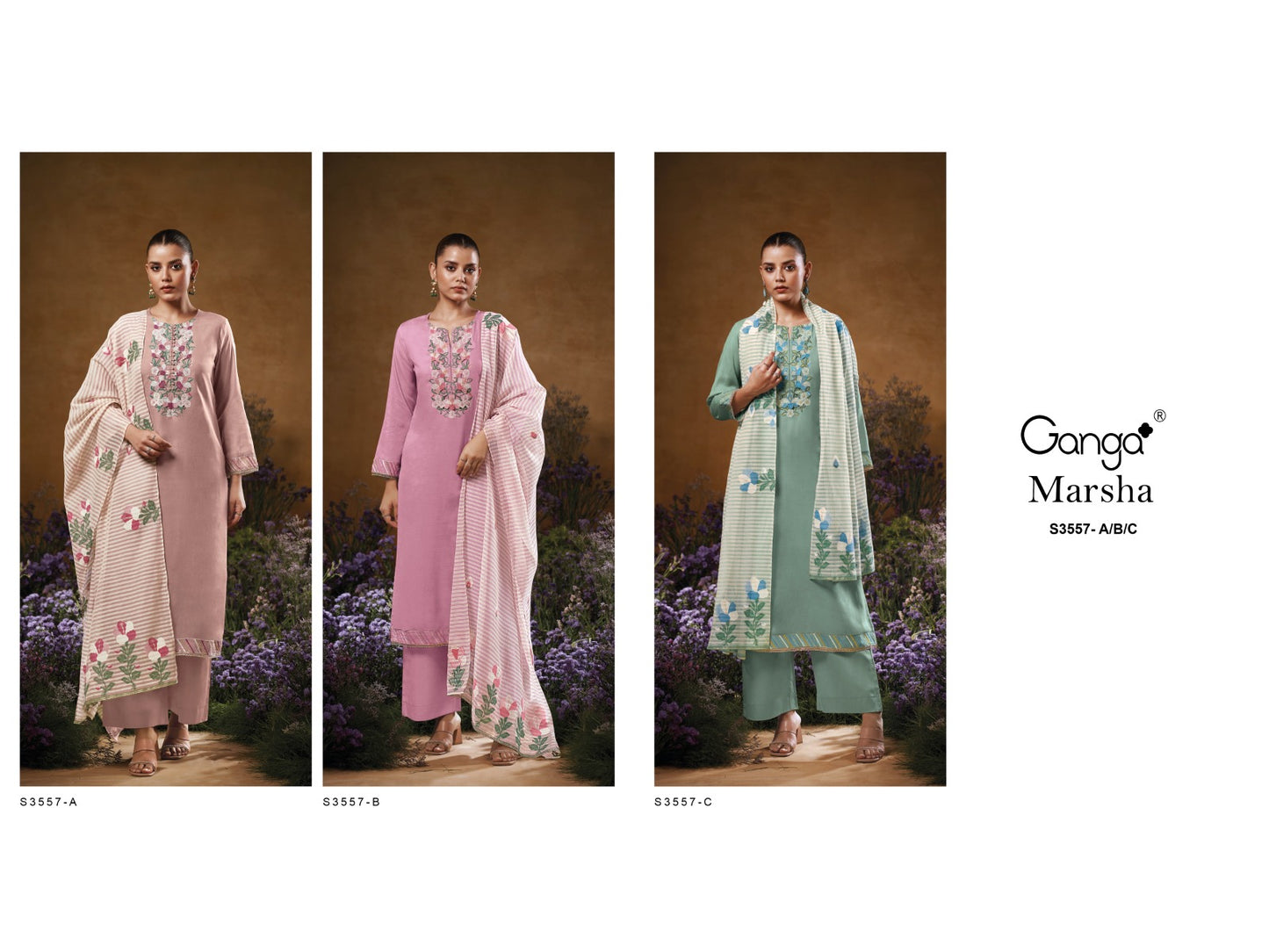 Marsha 3557 Ganga Premium Plazzo Style Suits Supplier Ahmedabad