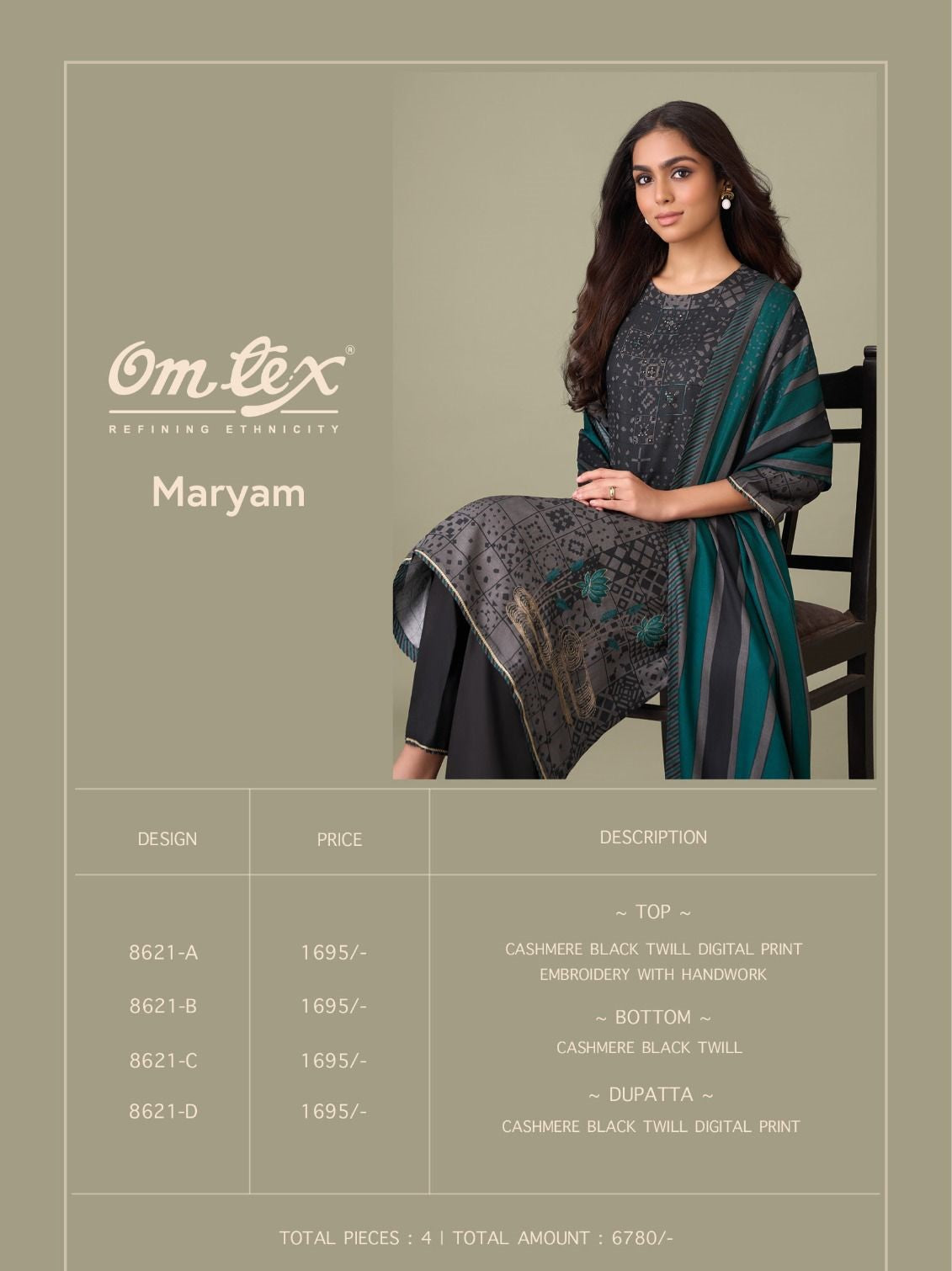 Maryam Omtex Pashmina Suits Exporter Gujarat