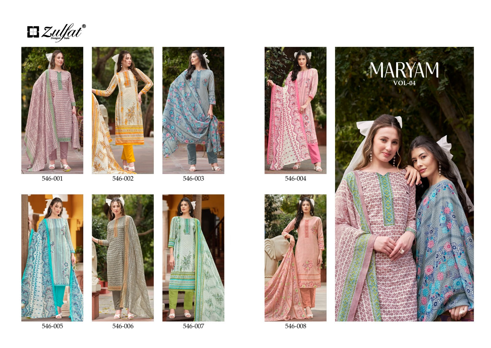 Maryam Vol 4 Zulfat Designer Pure Cotton Pant Style Suits Supplier