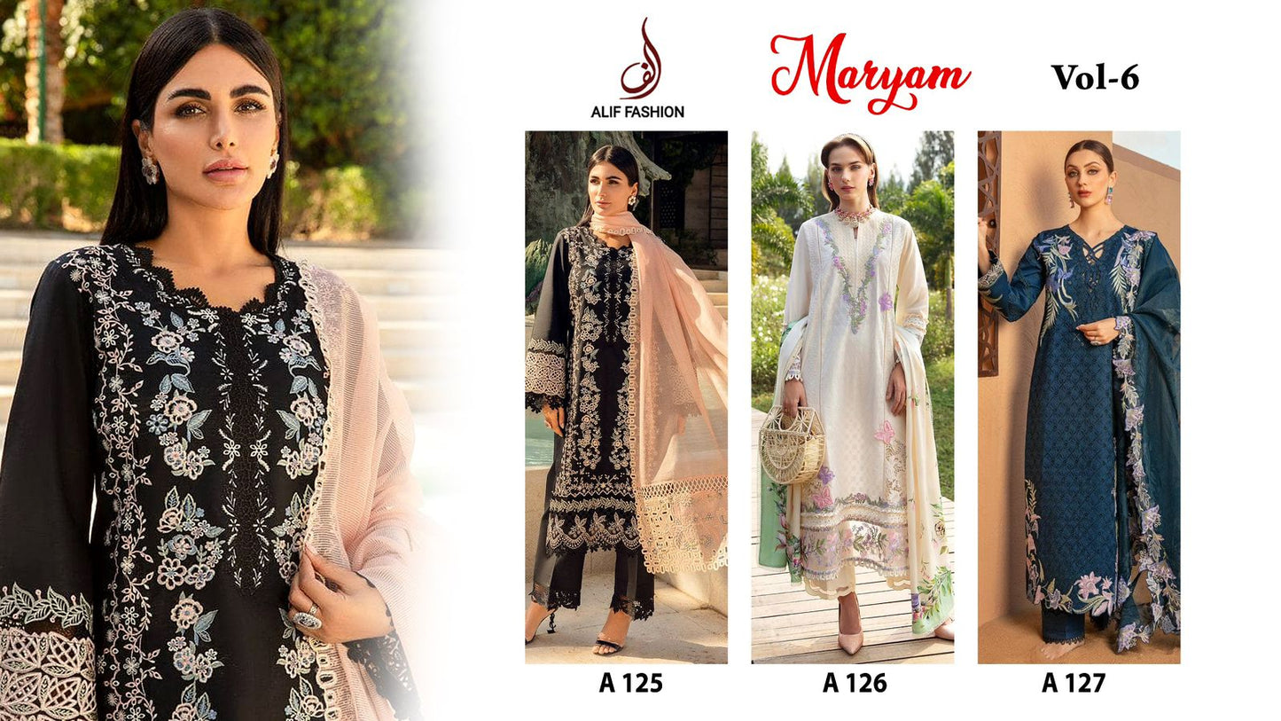Maryam Vol 6 Alif Fashion Pure Cotton Pakistani Salwar Suits Wholesale Price