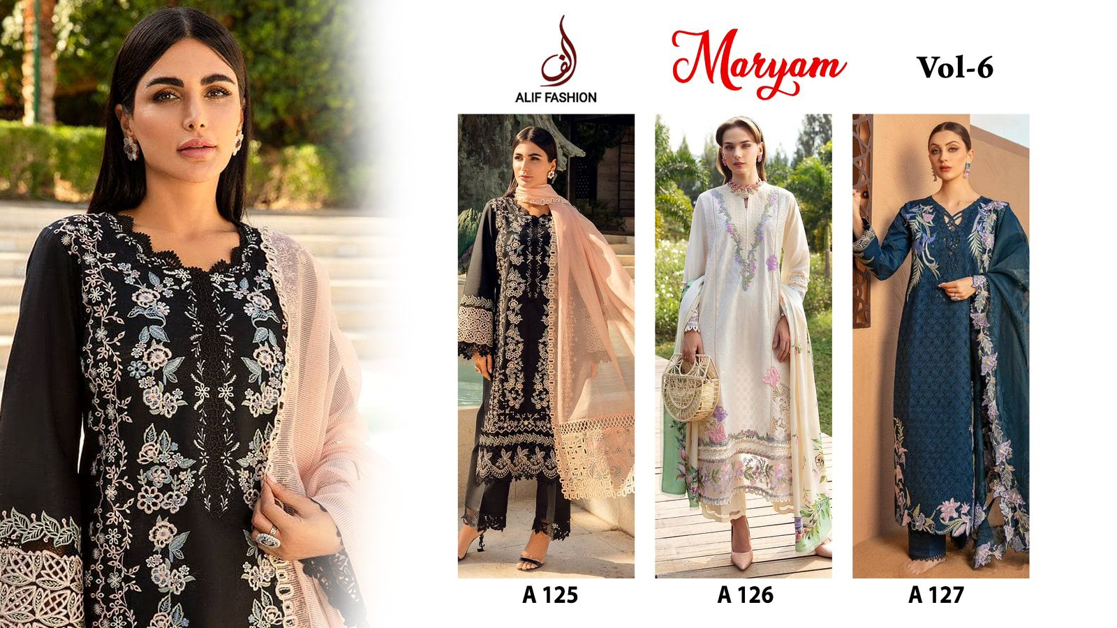 Maryam Vol 6 Alif Fashion Pure Cotton Pakistani Salwar Suits Wholesale Price