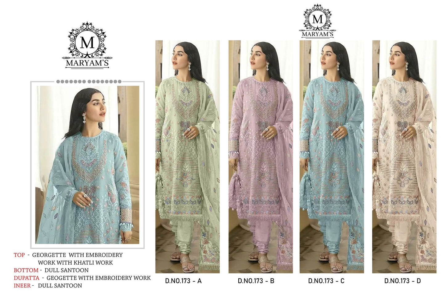 Maryams 173 Kaleesha Fashion Fox Georgette Pakistani Salwar Suits Wholesale Price