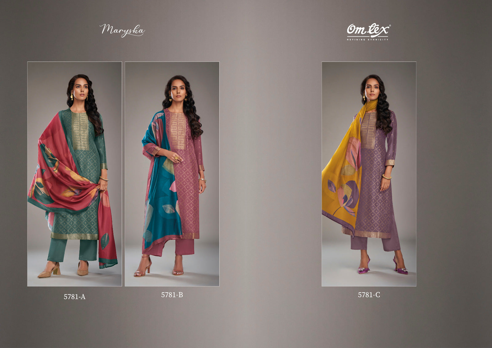 Maryska Omtex Silk Jacquard Pant Style Suits Exporter Gujarat