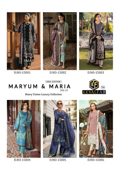 Maryum And Maria Vol 15 Heavy Cotton Luxury Collection Keval Fab Karachi Salwar Suits Manufacturer