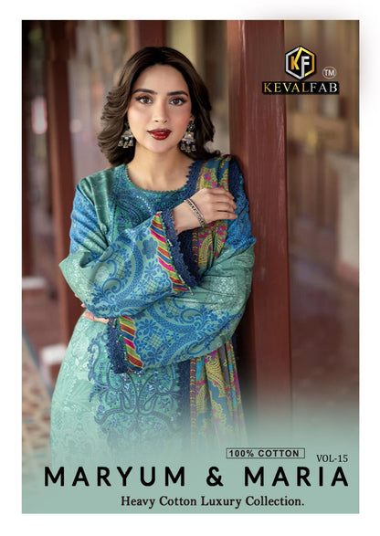 Maryum And Maria Vol 15 Heavy Cotton Luxury Collection Keval Fab Karachi Salwar Suits Manufacturer