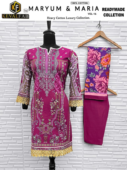 Maryum And Maria Vol 16 Heavy Cotton Luxury Collection Keval Fab Karachi Readymade Suits Manufacturer Ahmedabad