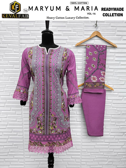 Maryum And Maria Vol 16 Heavy Cotton Luxury Collection Keval Fab Karachi Readymade Suits Manufacturer Ahmedabad