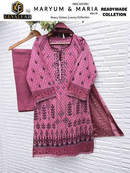Maryum And Maria Vol 18 Heavy Cotton Luxury Collection Keval Fab Karachi Readymade Suits Wholesaler Gujarat