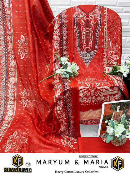 Maryum And Maria Vol 18 Heavy Cotton Luxury Collection Keval Fab Karachi Salwar Suits Manufacturer India
