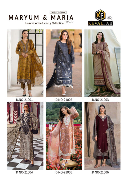 Maryum And Maria Vol 21 Keval Fab Mix Cotton Karachi Salwar Suits Supplier India