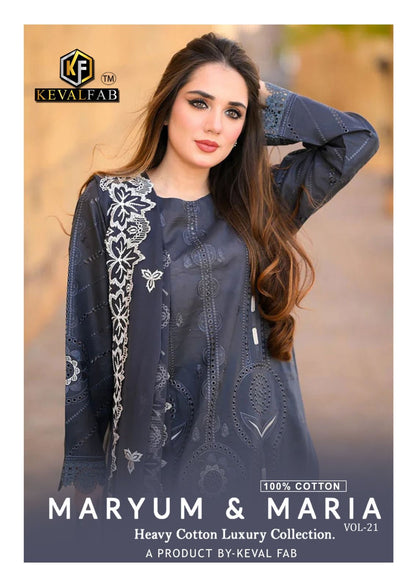Maryum And Maria Vol 21 Keval Fab Mix Cotton Karachi Salwar Suits Supplier India