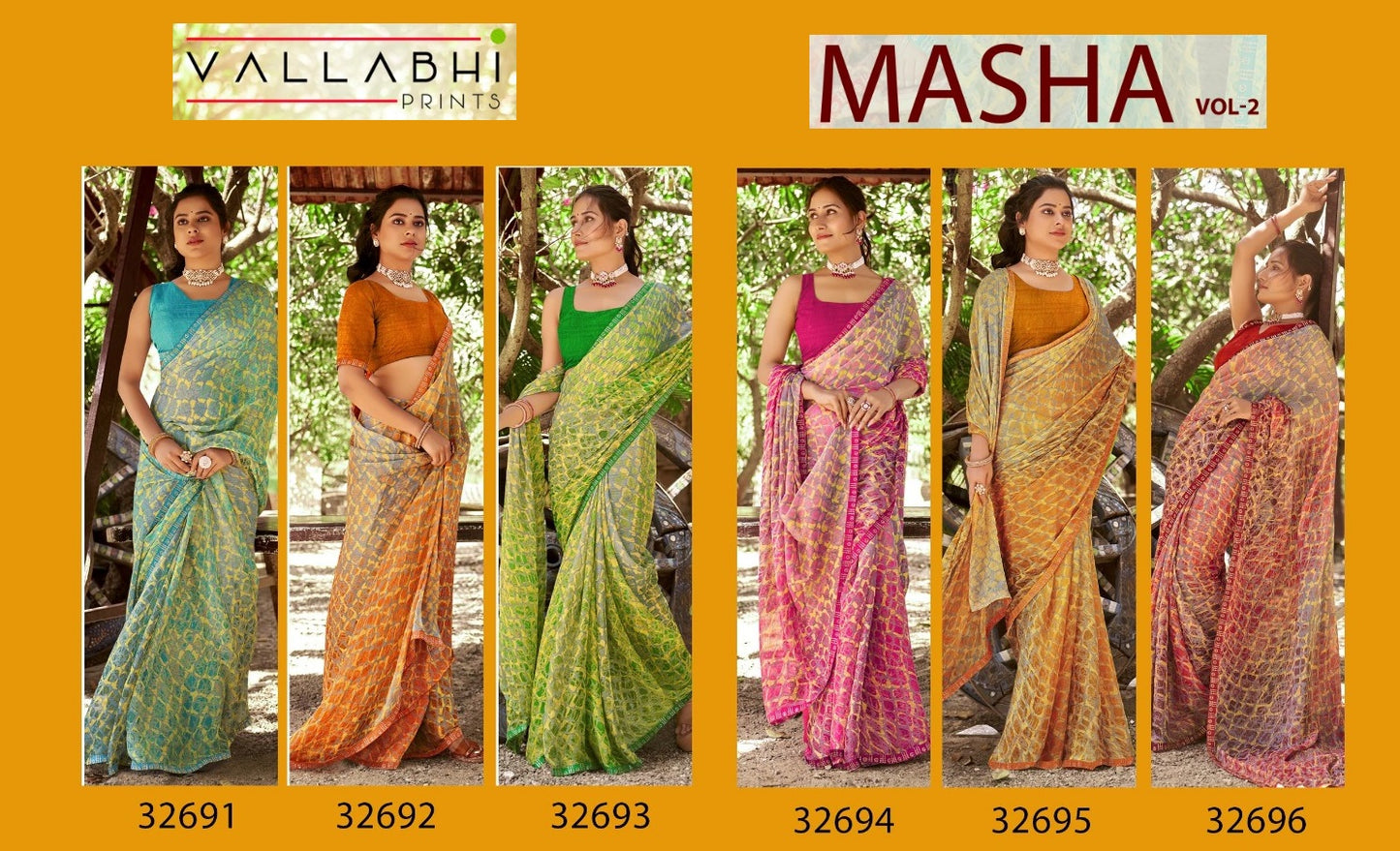 Masha Vol 2 Vallabhi Prints Georgette Sarees Supplier Gujarat